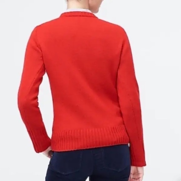 J.Crew Cable knit Sweater red wool blend pullover crewneck long sleeve XS S - Picture 4 of 10